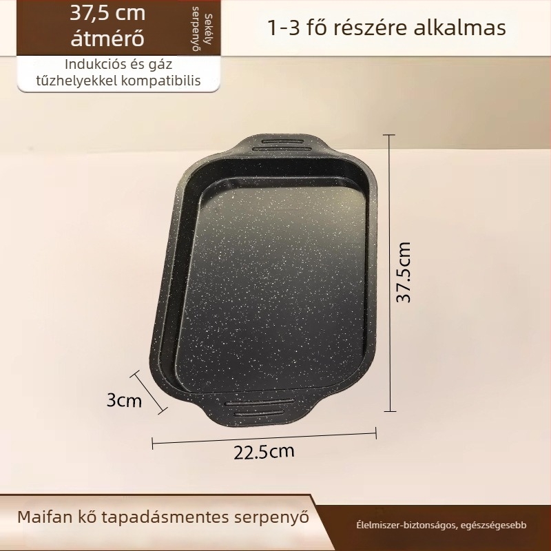 Kétfülű Maifan kővel készült vas grillserpenyő halhoz, kültéri kempingezéshez és otthoni barbecue-hoz, indukciós főzőlaphoz