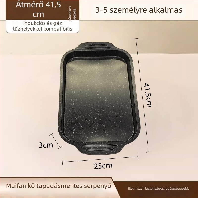 Kétfülű Maifan kővel készült vas grillserpenyő halhoz, kültéri kempingezéshez és otthoni barbecue-hoz, indukciós főzőlaphoz