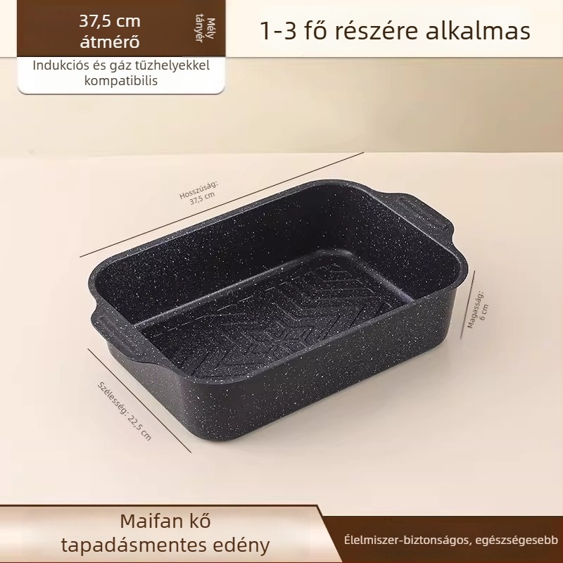 Kétfülű Maifan kővel készült vas grillserpenyő halhoz, kültéri kempingezéshez és otthoni barbecue-hoz, indukciós főzőlaphoz