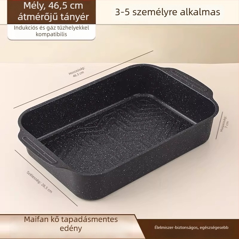 Kétfülű Maifan kővel készült vas grillserpenyő halhoz, kültéri kempingezéshez és otthoni barbecue-hoz, indukciós főzőlaphoz