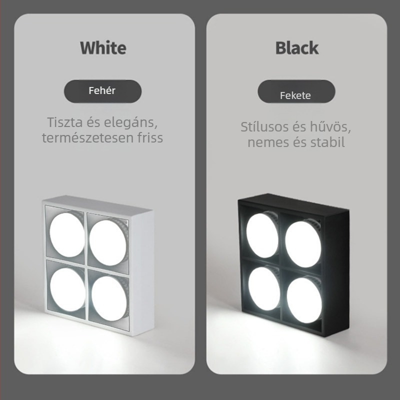 Kétfejű mennyezeti LED lámpa COB fényforrással, anti-glare downlight és falmosó funkcióval otthoni és kereskedelmi használatra