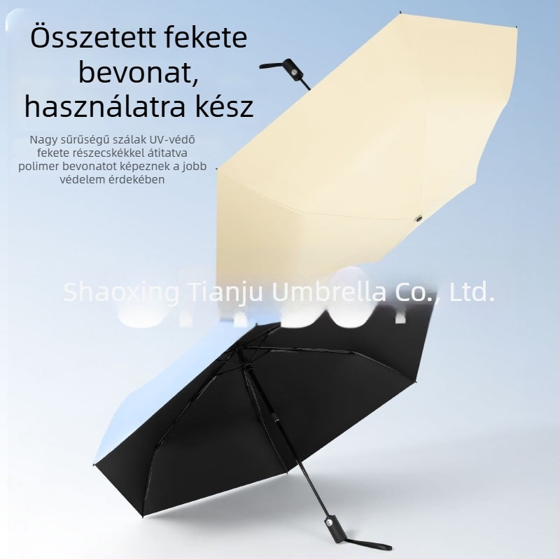 Tianju automata 3‑részes összecsukható napernyő UV védelem, vinyl szövet, ultra‑könnyű, hordozható