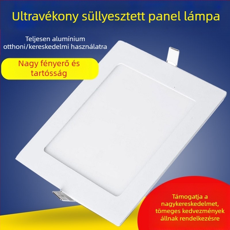 Négyszögletes LED mennyezeti downlight nappaliba, 9–12W, ultra vékony panel