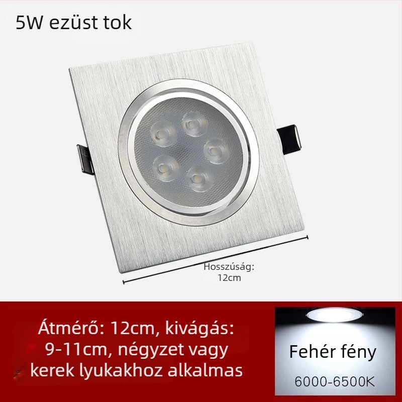 2026 egyfejű LED spotlámpa, négyzet alakú mennyezetre szerelhető, otthoni használatra