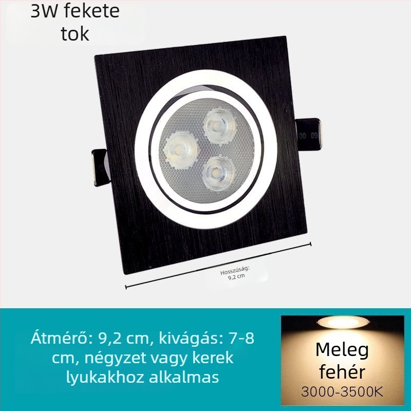 2026 egyfejű LED spotlámpa, négyzet alakú mennyezetre szerelhető, otthoni használatra