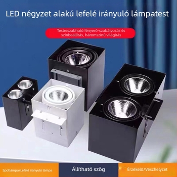 Négyszögletes csatornás LED világítás alumínium- és faanyagú házban, dupla fejű felületi rögzítésű grille- downlight beépített világítótest