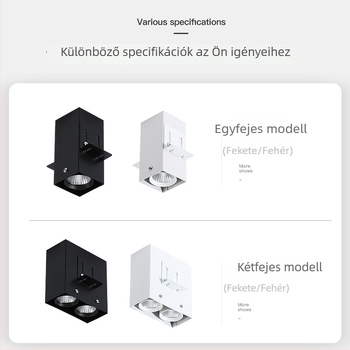Négyszögletes csatornás LED világítás alumínium- és faanyagú házban, dupla fejű felületi rögzítésű grille- downlight beépített világítótest