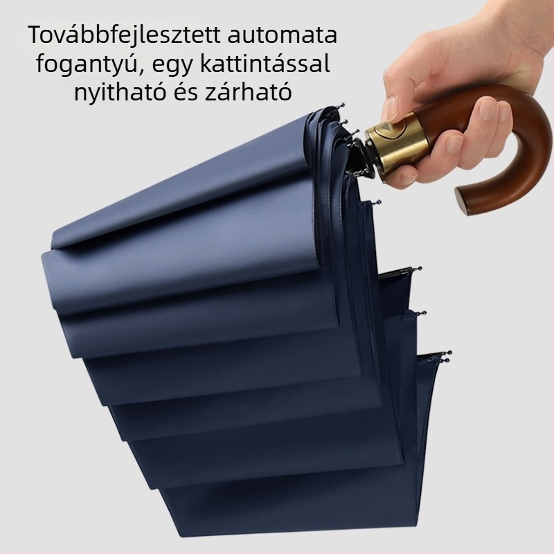 Új 10‑rúdú automata napernyő görbült nyéllel, három részes üzleti ajándék logónyomtatással