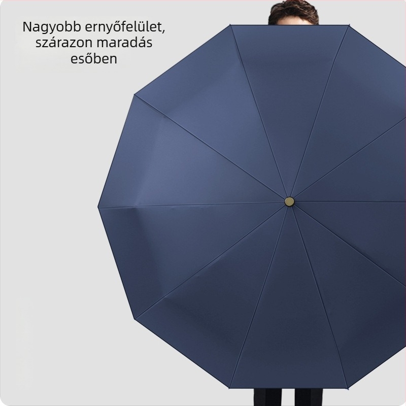 Új 10‑rúdú automata napernyő görbült nyéllel, három részes üzleti ajándék logónyomtatással