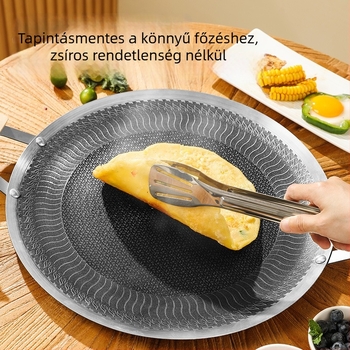 Megvastagított rozsdamentes acél méhsejt grillserpenyő kültéri barbecue-hoz, tapadásmentes sík felülettel, kompatibilis indukciós főzőfelülettel, gázfőzőkkel és kazettás tűzhellyel