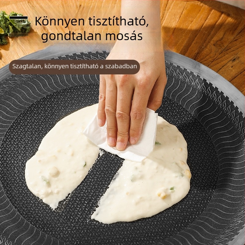 Megvastagított rozsdamentes acél méhsejt grillserpenyő kültéri barbecue-hoz, tapadásmentes sík felülettel, kompatibilis indukciós főzőfelülettel, gázfőzőkkel és kazettás tűzhellyel