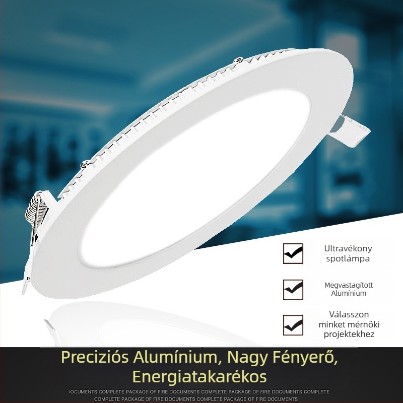 Ultra vékony LED beépíthető mennyezeti lámpa hálózatos perforációval, kör alakú vagy négyzet alakú panel, 12W/18W