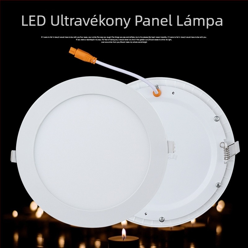Ultra vékony LED beépíthető mennyezeti lámpa hálózatos perforációval, kör alakú vagy négyzet alakú panel, 12W/18W