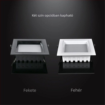 Beépített LED négyszögletes downlight rácsos kivitelben, nagy nyílású, fekete, mennyezeti világítás ruházati boltokhoz, nagy fényerő