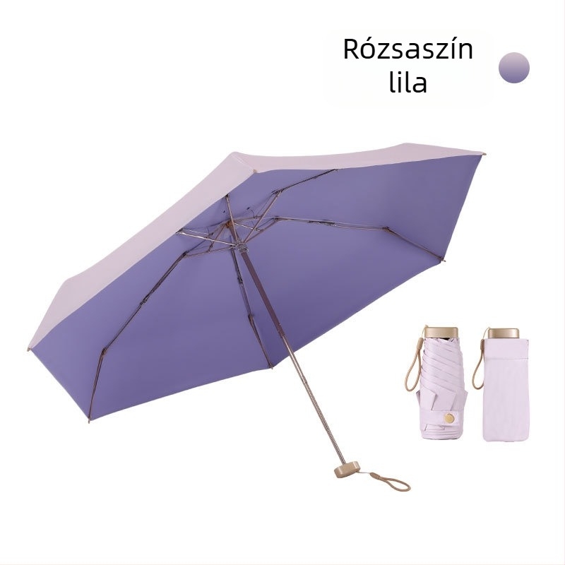 Színes PVC bevonat napernyő, kettős használat napsütésre és esőre, női mini zsebes esernyő, táska méret, nagykereskedelem