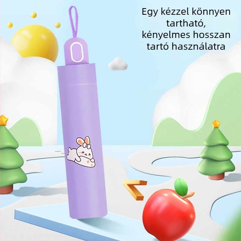 Rajzfilm lány mintás összecsukható esernyő, UV védelem, napvédő árnyék külső használatra, háromágú kivitel