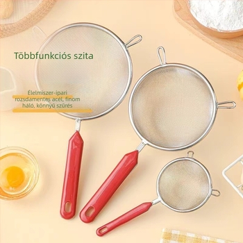 Rozsdamentes acélból készült finomító szita kézi szűrővel, szójatejhez, babaételekhez és sütéshez