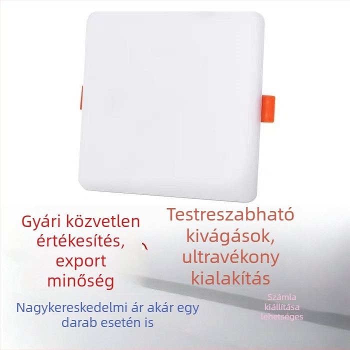 Ultra-vékony keret nélküli LED négyszög panel mennyezeti lámpa testreszabható nyílásokkal
