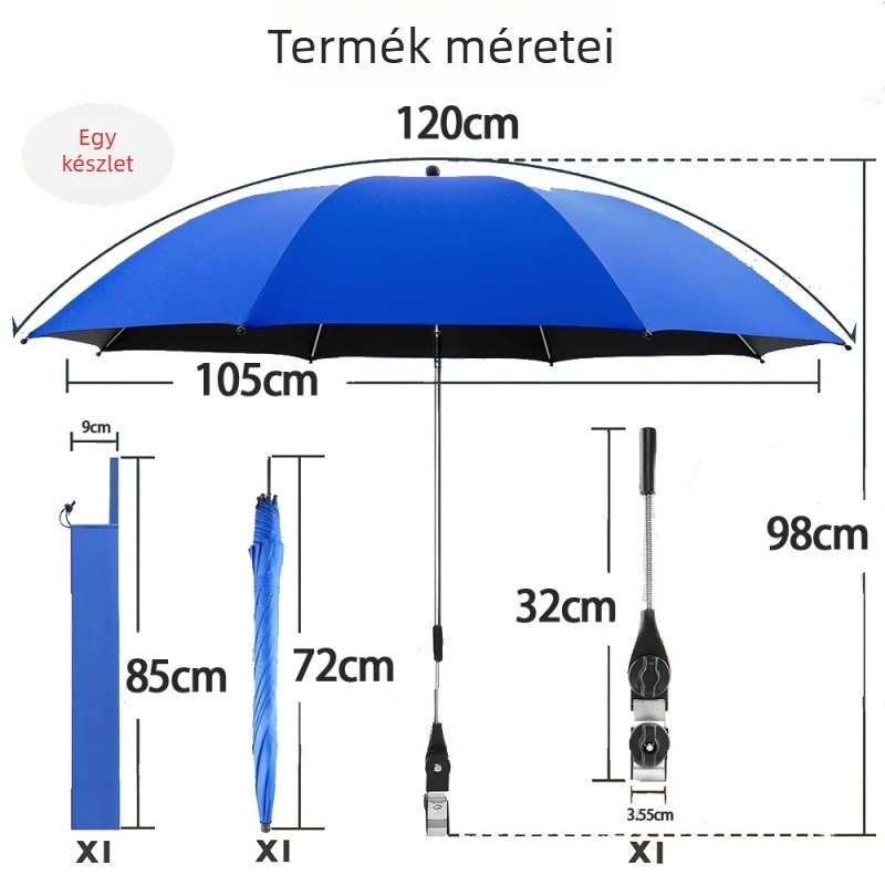 Hordozható tengerparti szék kemping napernyővel és 360°-os forgással