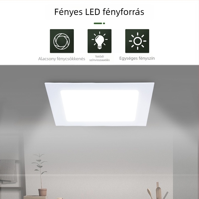 Rácsos beépített LED-panel lámpa, kör alakú, vékony kivitel, négyszögletes rejtett mennyezeti világítás kereskedelmi helyiségekhez