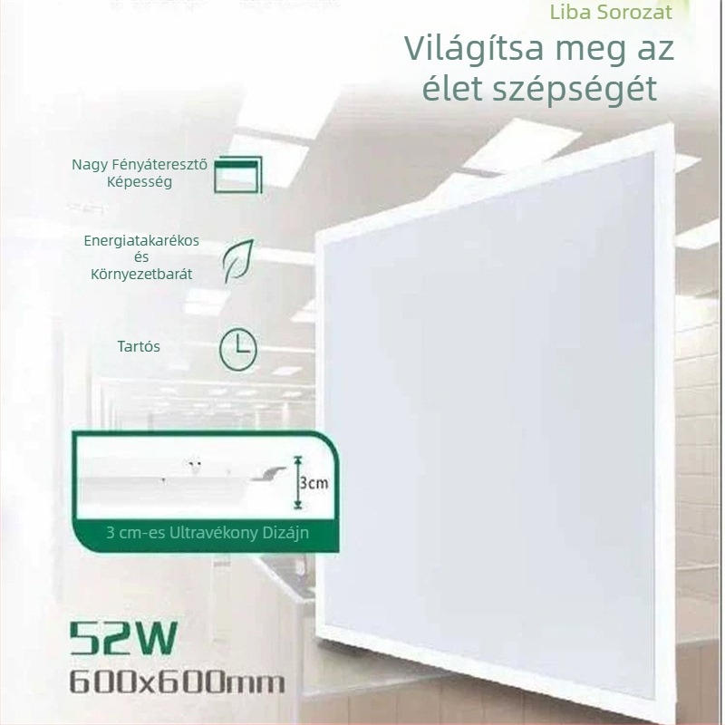 Shunguan LED síkpanel világítás 600x600, rejtett rácsos panel kőzetgyapot táblával, irodai panel 60x60 cm