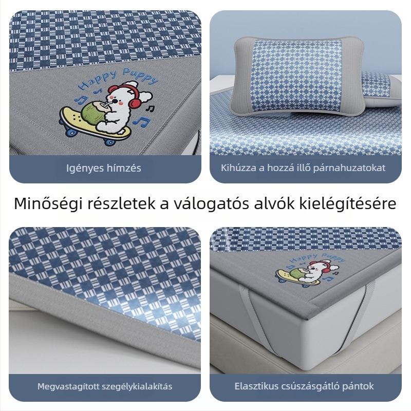Nyári Ice Silk hűsítő ágymatrac, 3 részes készlet, összecsukható és mosható, egyetemi kollégiumi ágyhoz