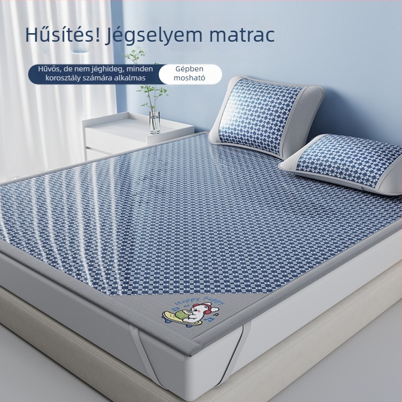 Nyári Ice Silk hűsítő ágymatrac, 3 részes készlet, összecsukható és mosható, egyetemi kollégiumi ágyhoz