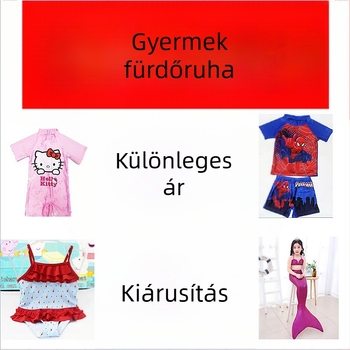 Gyermekeknek szánt fürdőruha karikatúra mintával, uniszex, szülő-gyermek egyező szett, poliészter, 2–14 évesek