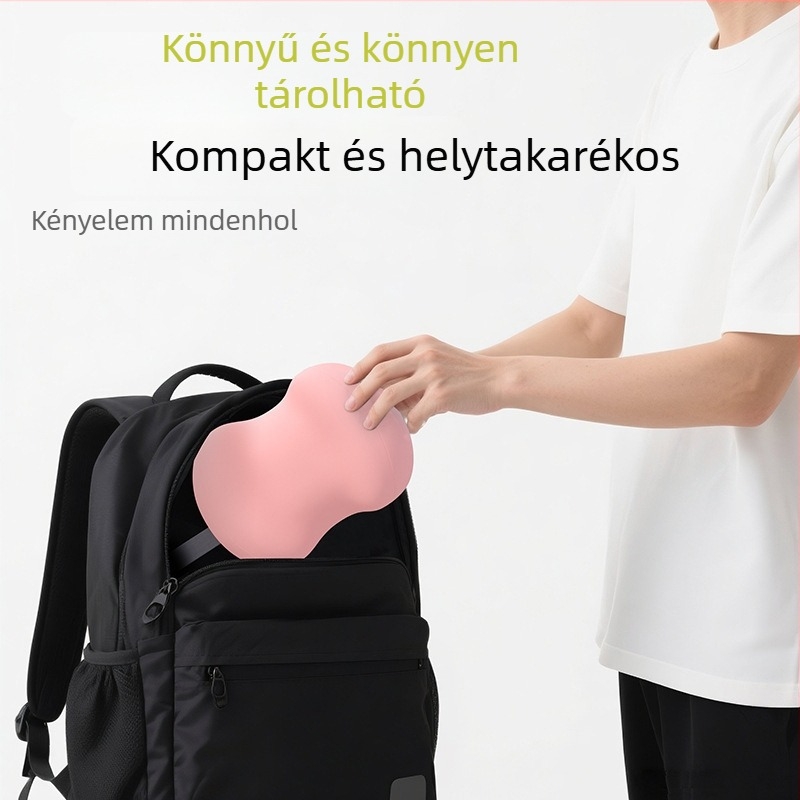 Hordozható mini utazópárna nyaki és deréktámaszhoz; ideális repülőre, vonatra, autóba és nagysebességű vasútra; irodai pihenő párna.