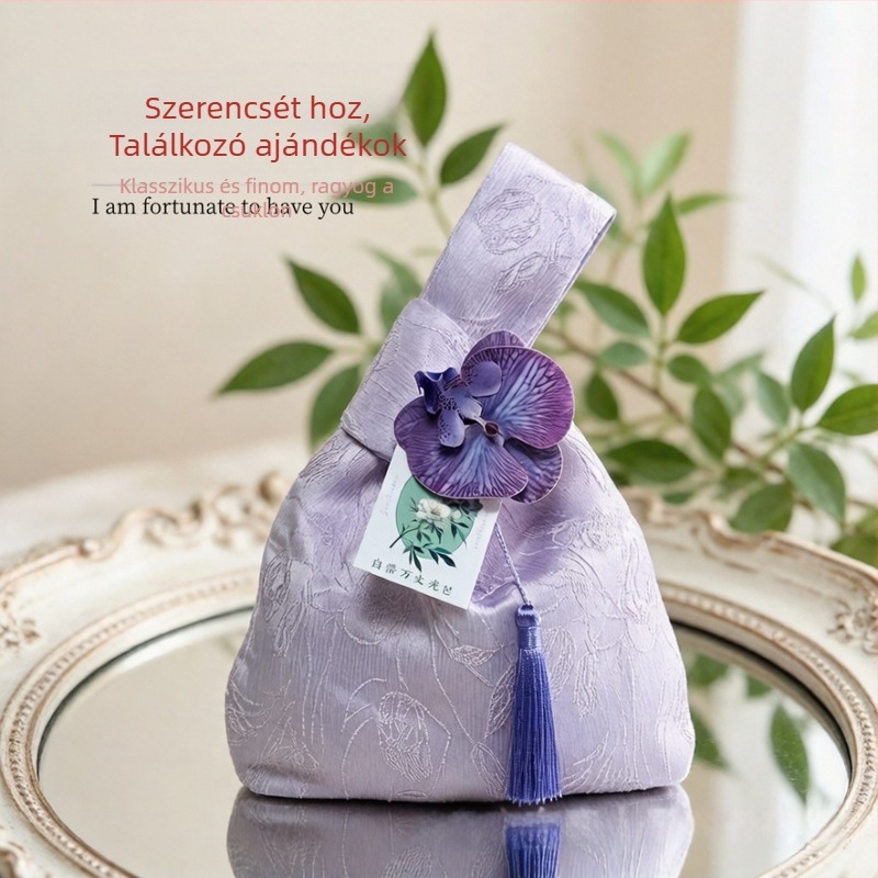 Tanúknak ajándék zacskók, fényűző ajándékcsomagolás új kínai stílusban, esküvői ajándéktáskák kártyákkal