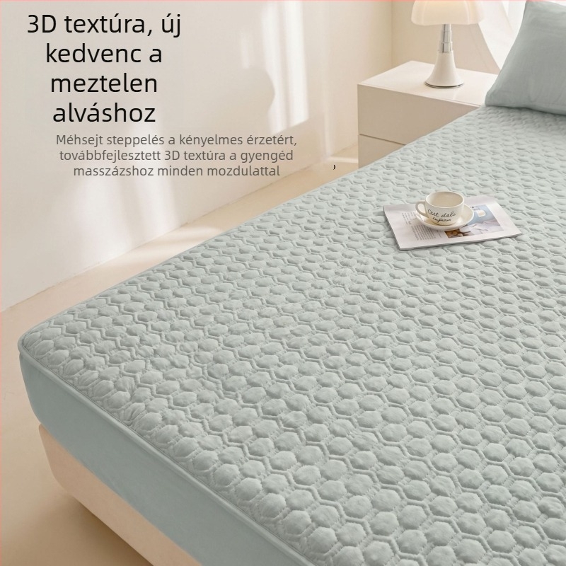 Antibakteriális steppelt matracvédő, teljes lefedés, csúszásmentes, vastagított