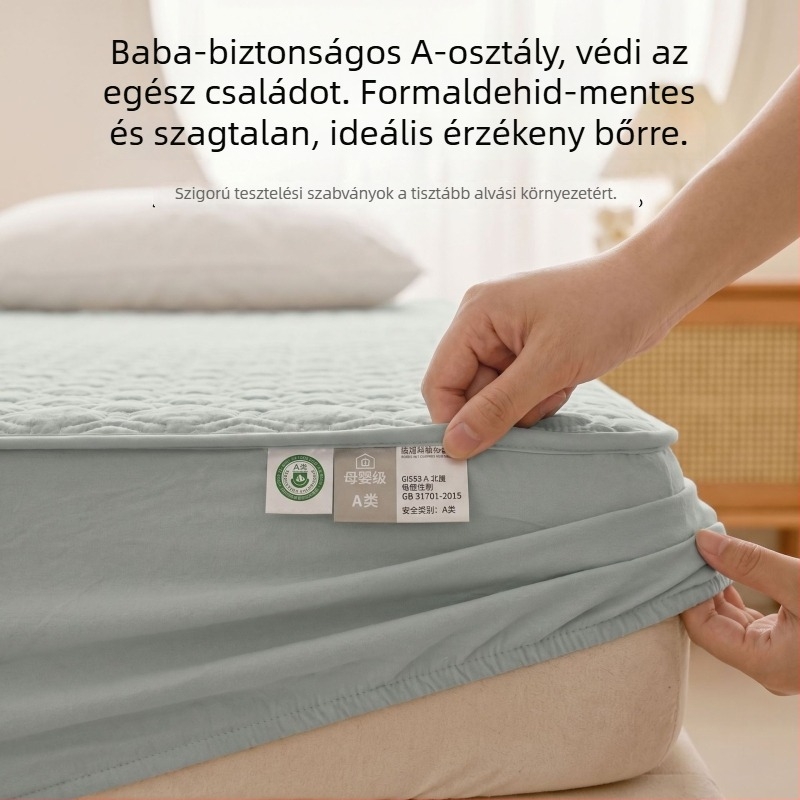 Antibakteriális steppelt matracvédő, teljes lefedés, csúszásmentes, vastagított