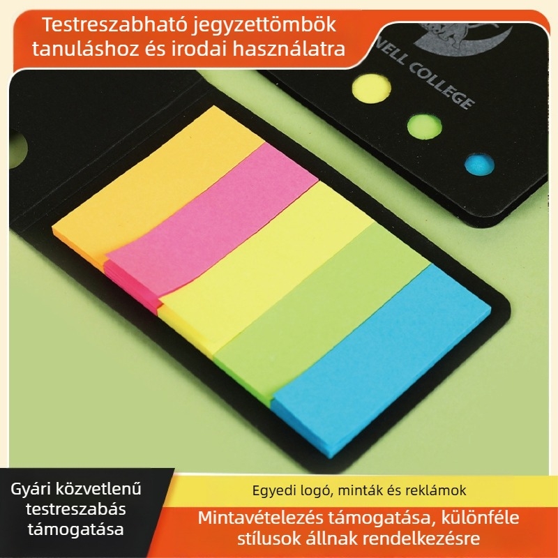 Háromdimenziós papírdarabkák jegyzetkészlet – rajzfilmszerű dizájn, fekete kártya, tanuláshoz, irodába és naplóhoz