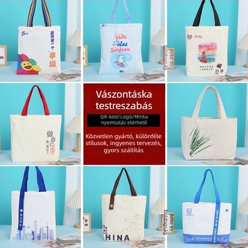 Vászon táska egyedi logóval, prémium laminált vászon táska, megrendelésre készült üres pamut táska és fűzős taska