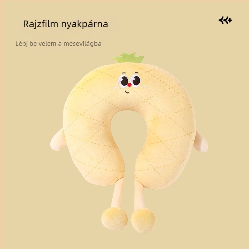Rajzfilm-stílusú, aranyos U-formájú nyakpárna PP-töltettel, páros stílusú, utazáshoz és irodába