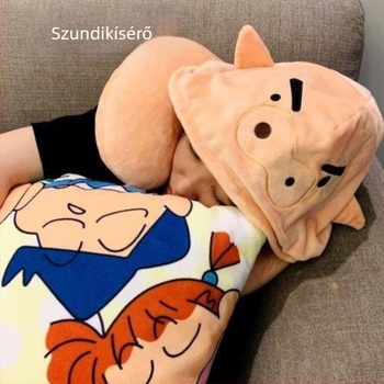 Kapucnis U-alakú nyakpárna aranyos anime-stílusú lányoknak