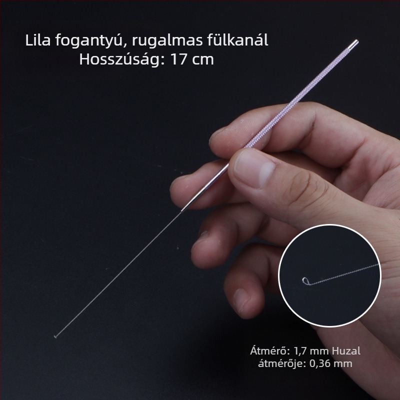 ALJ6 Professzionális fül tisztító készlet alumínium fogantyúval, nagy és kis fülkanál, gombafejű fülkanál, gyapotpálcák