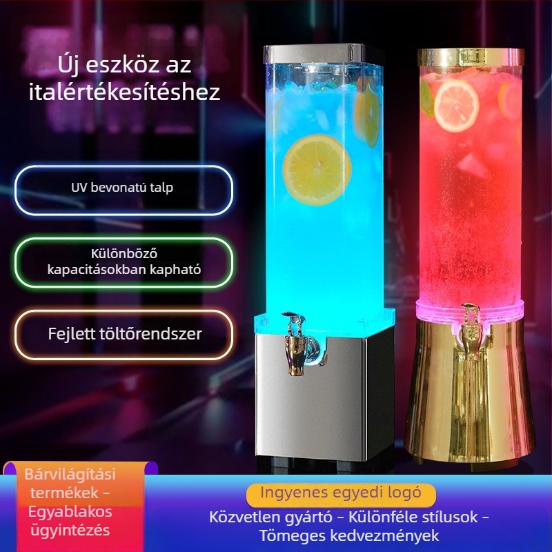 3 literes LED-es világítású mini sörhordó csappal, bárhoz