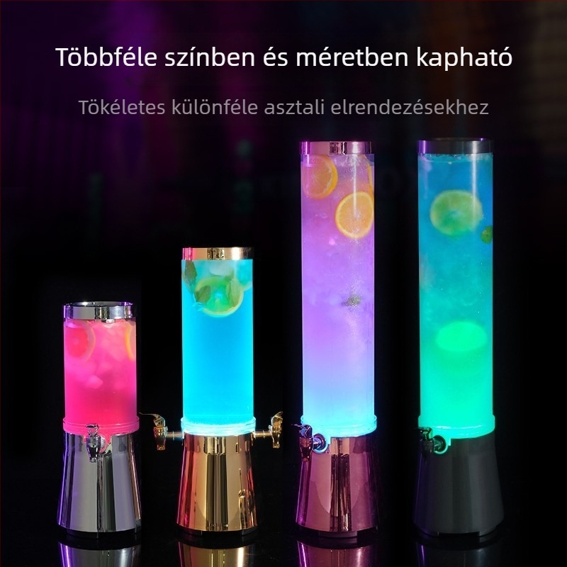 3 literes LED-es világítású mini sörhordó csappal, bárhoz