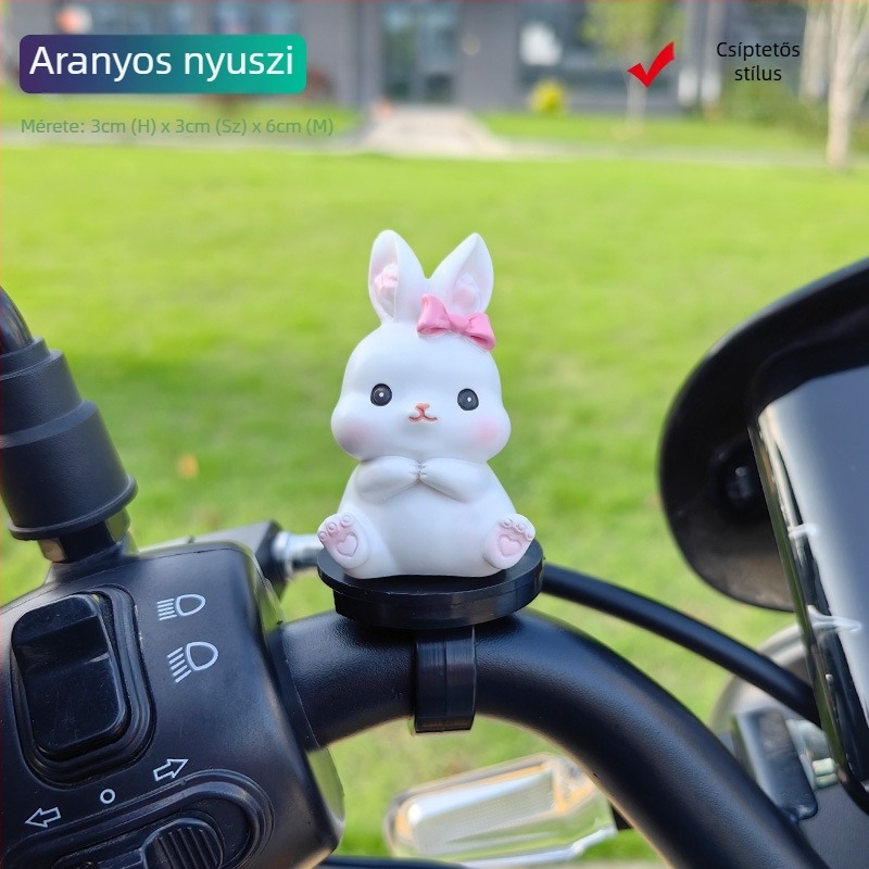 Klippszelhető nyuszidísz kerékpárhoz – műgyanta, aranyos rajzfilmfigura