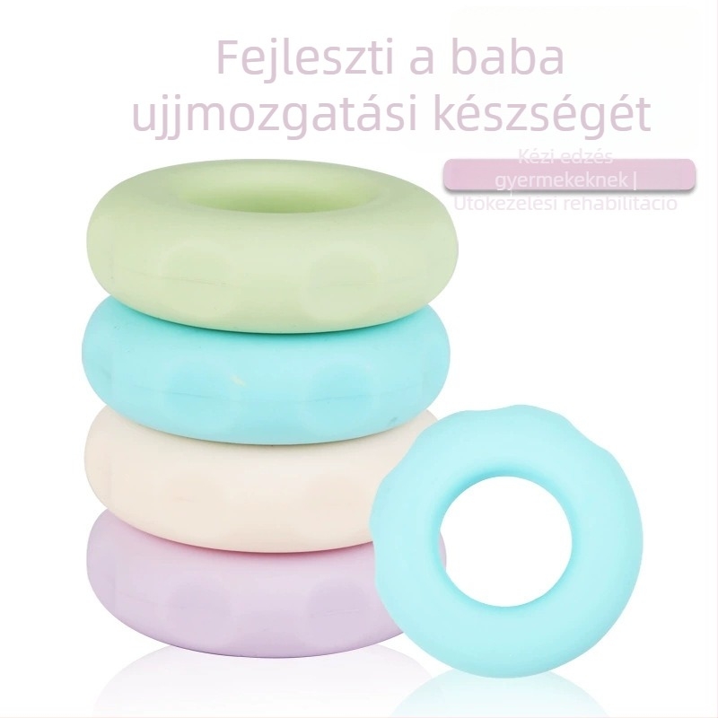 Kis méretű fánk alakú kézfogó edző szilikonból, élelmiszer-minőségű, kézfej edzéshez gyerekeknek