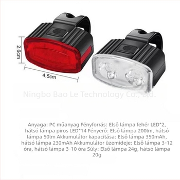 Első- és hátsó kerékpárfény készlet, mountain bike-hoz, éjszakai tekeréshez, USB-töltővel
