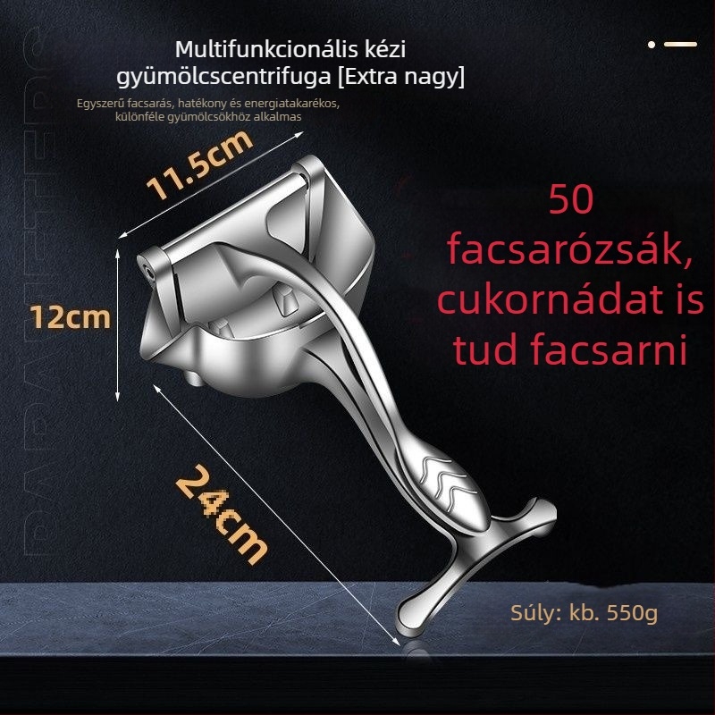 Kézi gyümölcsprés gránátalmára, citromra, narancsra és cukornádra