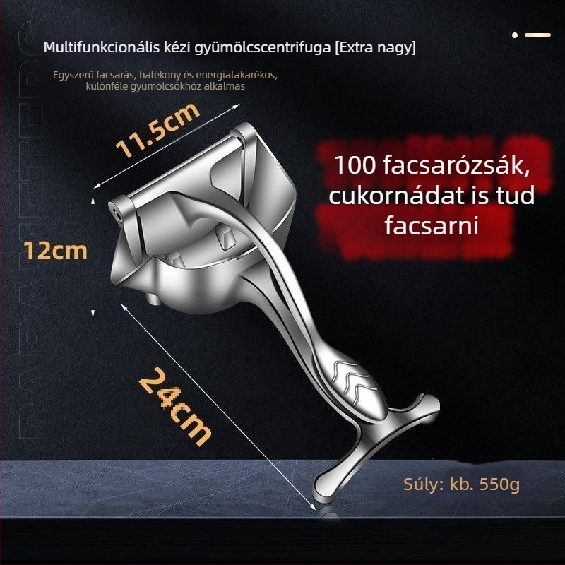 Kézi gyümölcsprés gránátalmára, citromra, narancsra és cukornádra