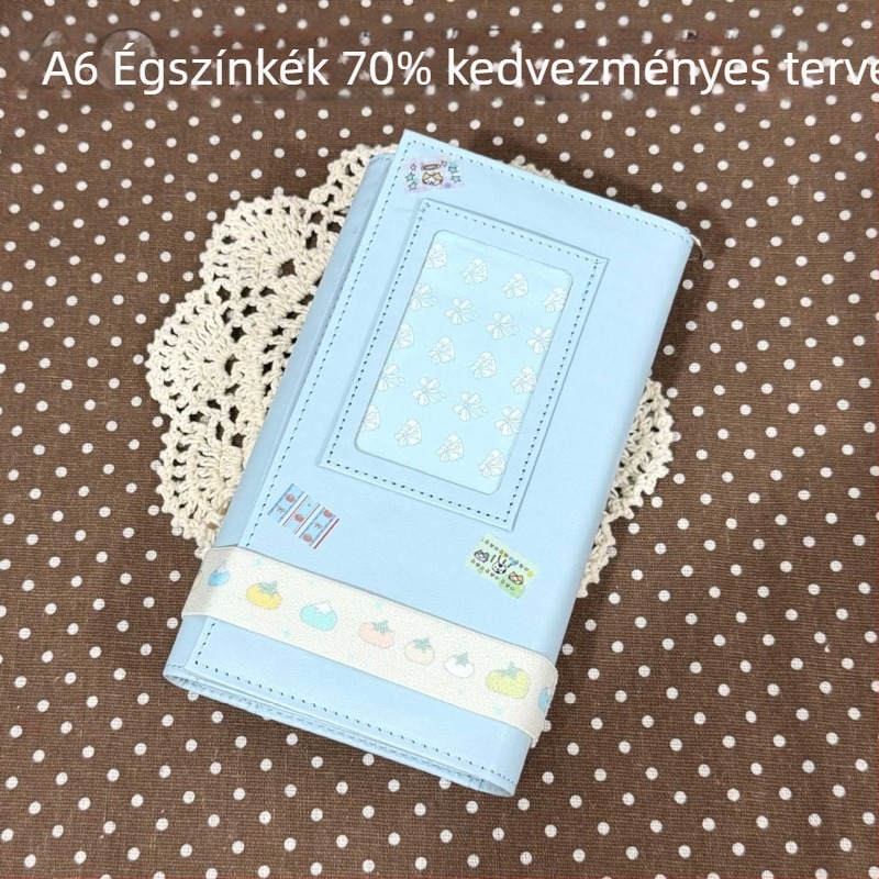 Kék minimalistikus A6-os notesz PU bőrtokkal, elegáns egyetemi jegyzetfüzet