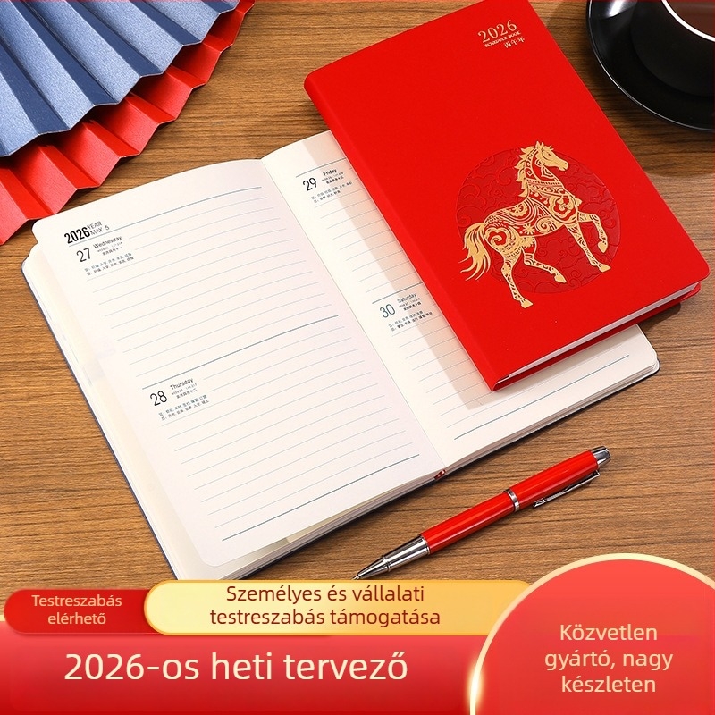 Személyre szabott Ló éve 2026 tervező — naptár és jegyzetfüzet, minden nap egy oldal