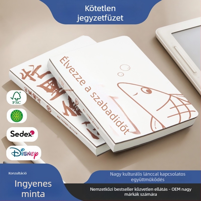 B5 méretű ragasztott notesz, nyitható sík gerinccel, kemény borító, 180 oldal