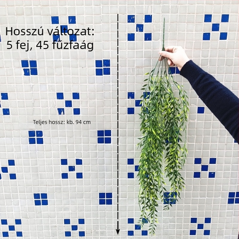 Mesterséges fűzfa ágak beltéri falidíszhez, mennyezetre akasztató, zöld növény, fotózási kellék