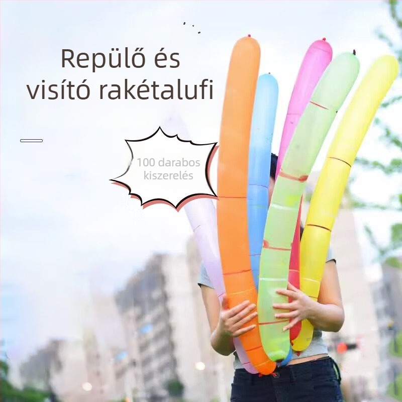 Megvastagított rakéta lufik, amelyek repülnek és hangot adnak – 10 hüvelykes latex balonok hosszú formájú kültéri játékokhoz