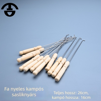5-szakaszos rozsdamentes acél grillnyárs kampóval és fogantyúval